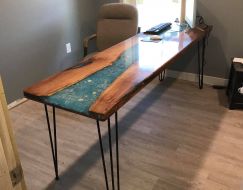 Sea Blue Tree Slab & Epoxy Table